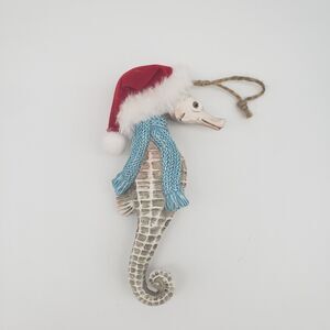 Pier 1 Seahorse Santa Hat & Scarf Christmas Holidays Ornament Coastal Nautical